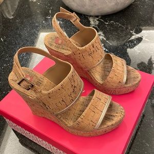 Cork wedges with champagne trim by Elaine Turner